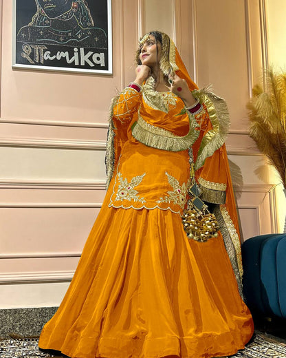 Elegant Emerald Green Embroidered  Set with Dupatta