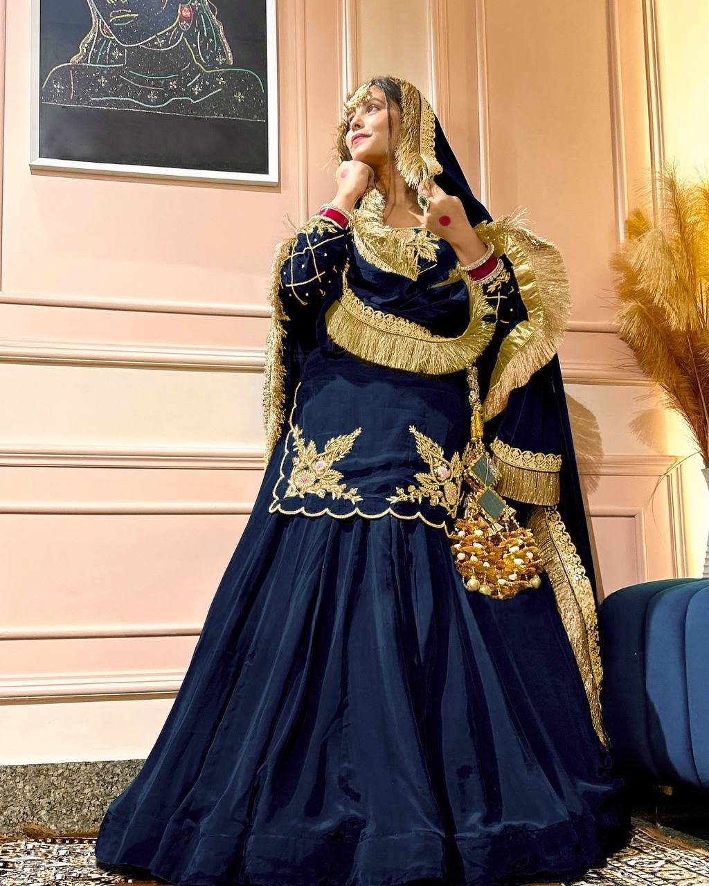 Elegant Emerald Green Embroidered  Set with Dupatta