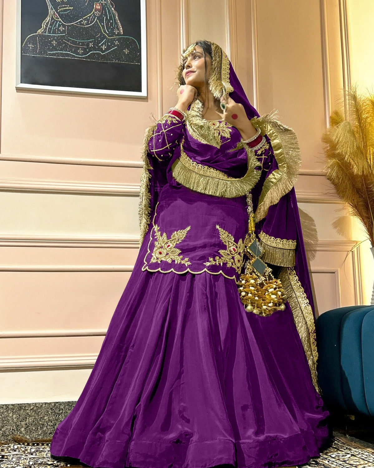 Elegant Emerald Green Embroidered  Set with Dupatta