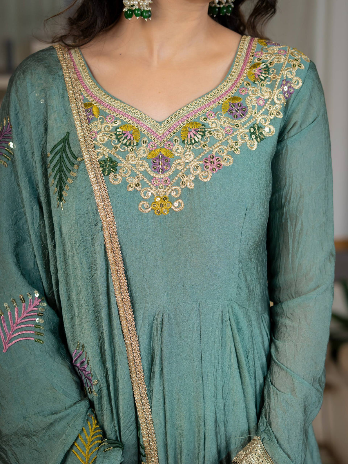 Mihira Teal Green Heavy Anarkali Suit Set