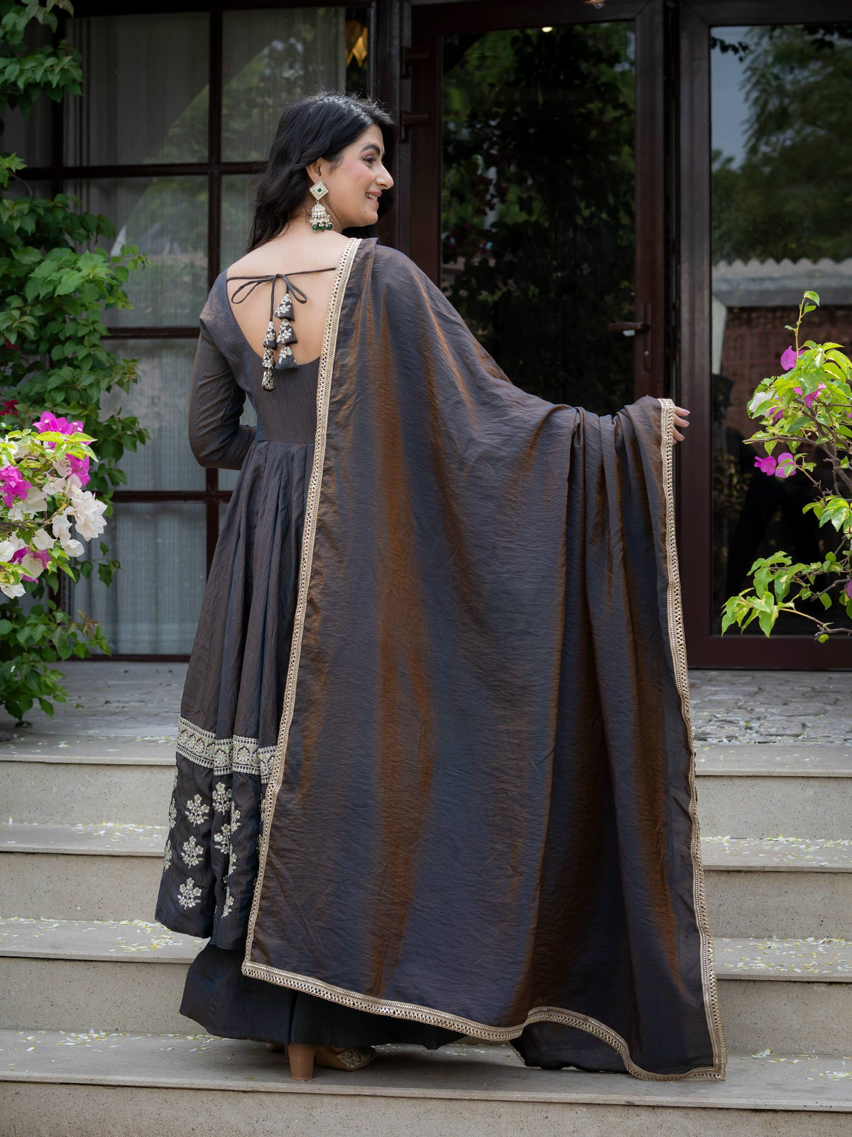 Vaanzya Silk Anarkali Suit Set with Dupatta
