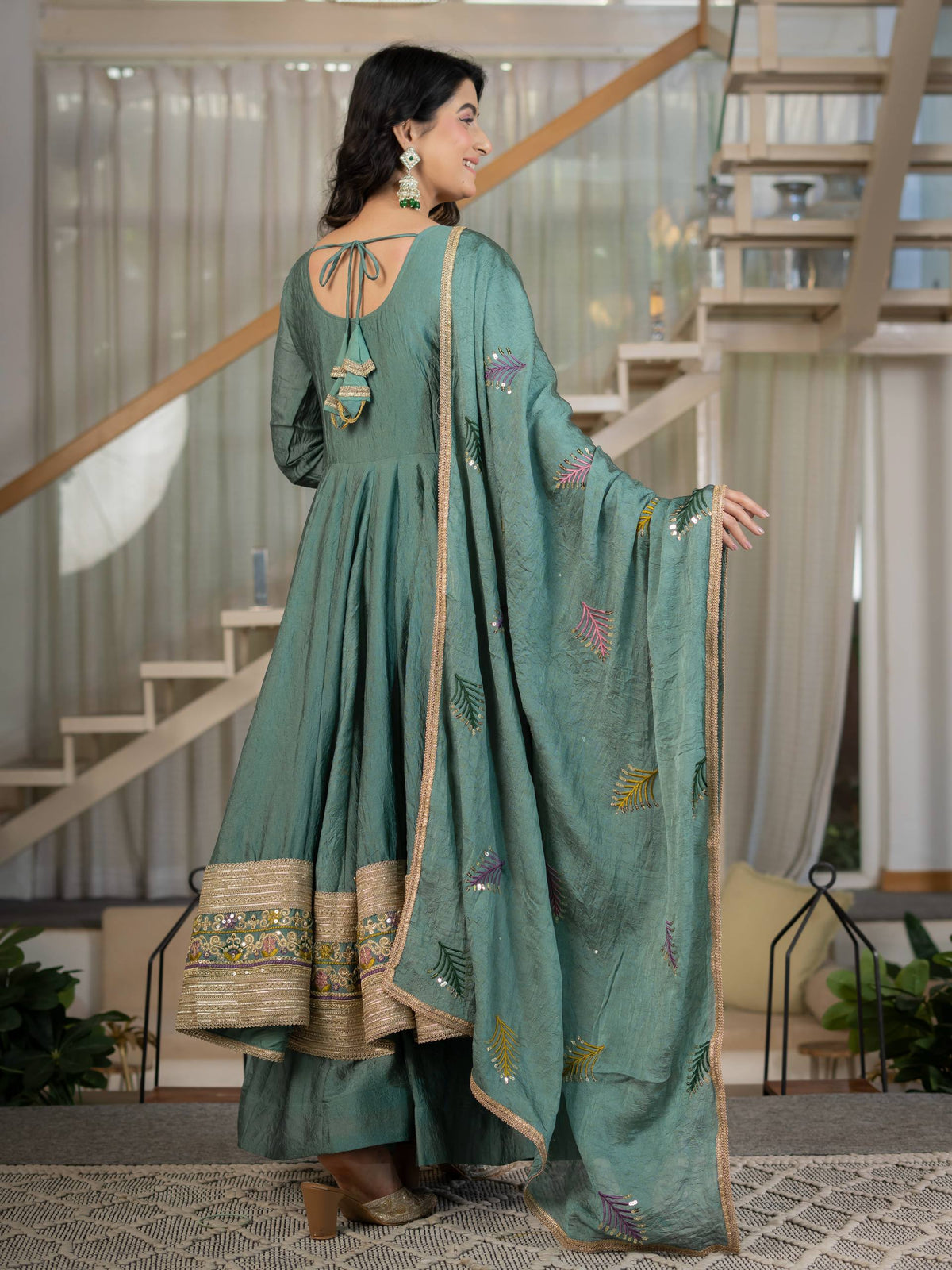 Mihira Teal Green Heavy Anarkali Suit Set