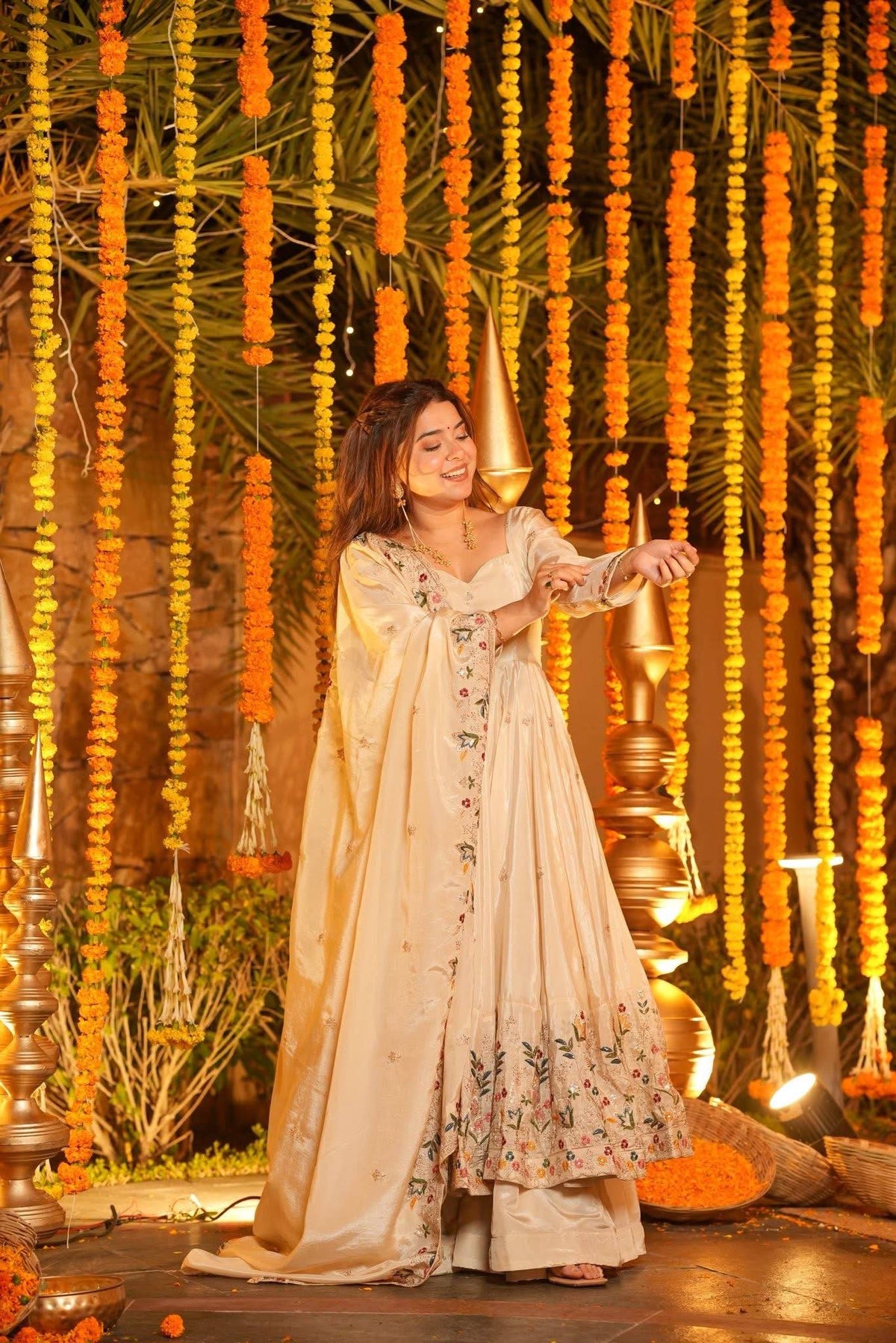 Chandrika Floral Organza Anarkali Suit Set