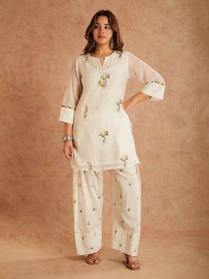 Noor Cotton Silk Embroidered Farshi Set