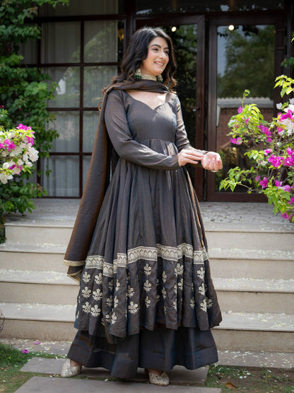 Vaanzya Silk Anarkali Suit Set with Dupatta
