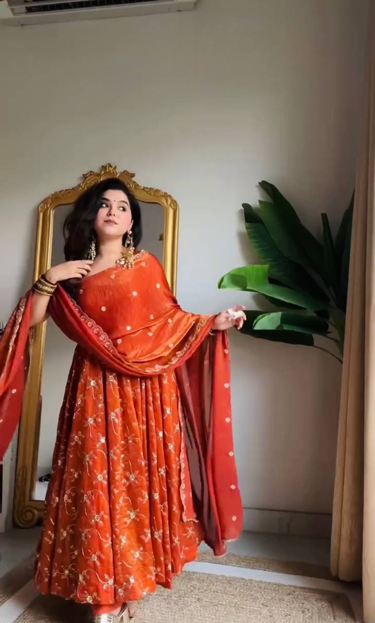 Radiant Elegance: A Vision in Orange Glamour
