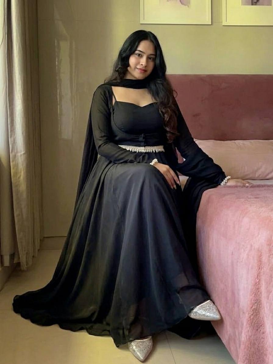 Alvira Black Koti Work Anarkali Suit