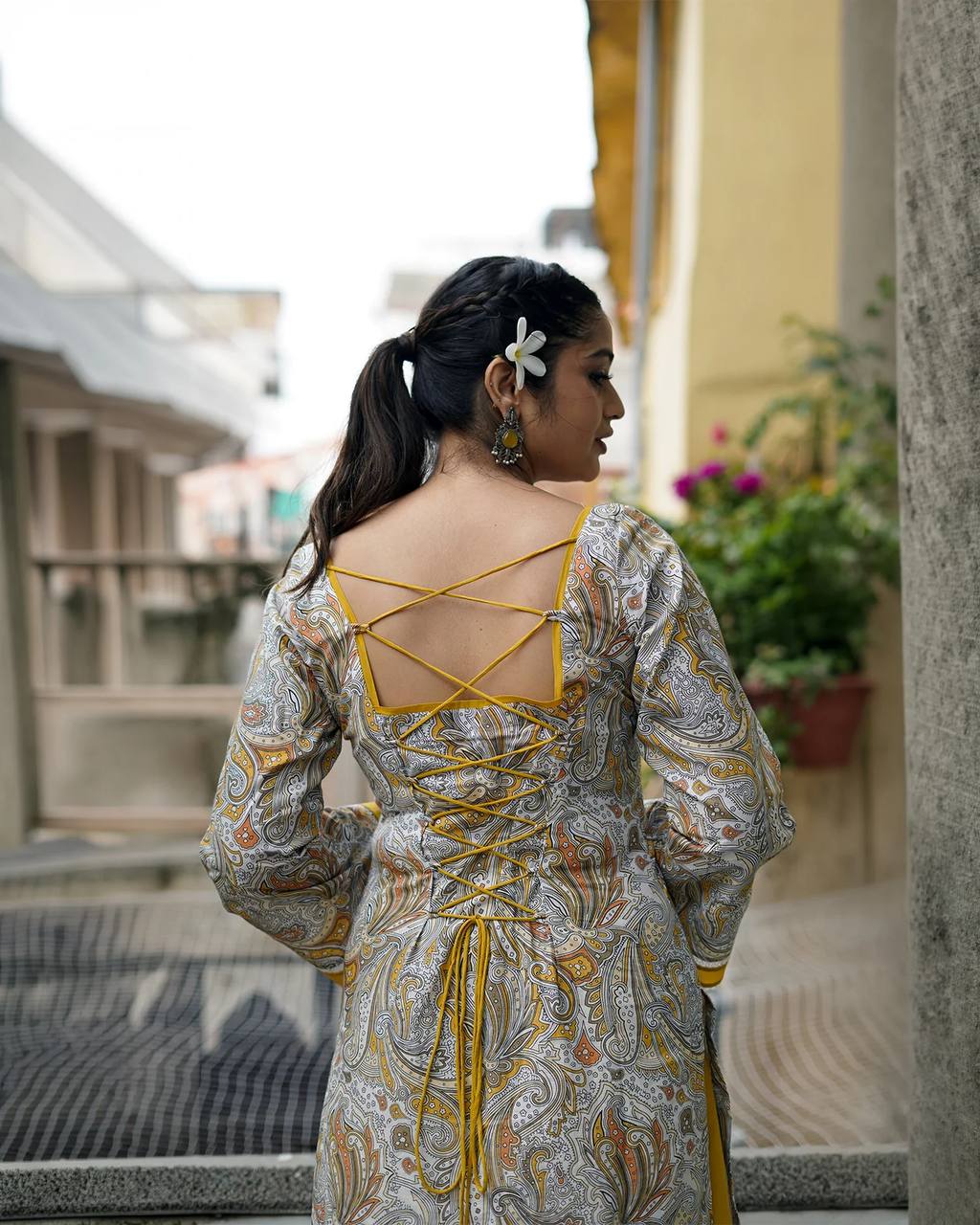 Natural  Embroidered Straight Kurta with Farshi salwar & Dupatta Set.