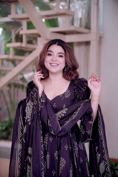 Gulzar  Maslin Cotton  Digital Print Anarkali