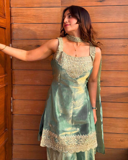 Jeni's Celestial Fandy Silk Sharara Suit