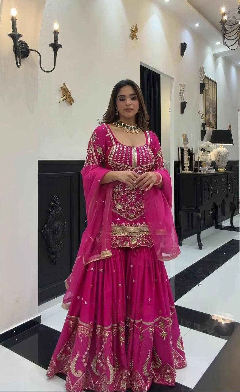 Zarmina Sitara Pink Sharara Set