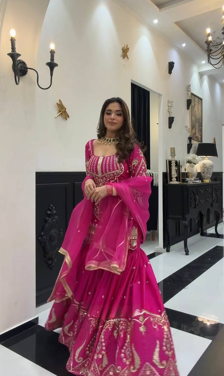 Zarmina Sitara Pink Sharara Set