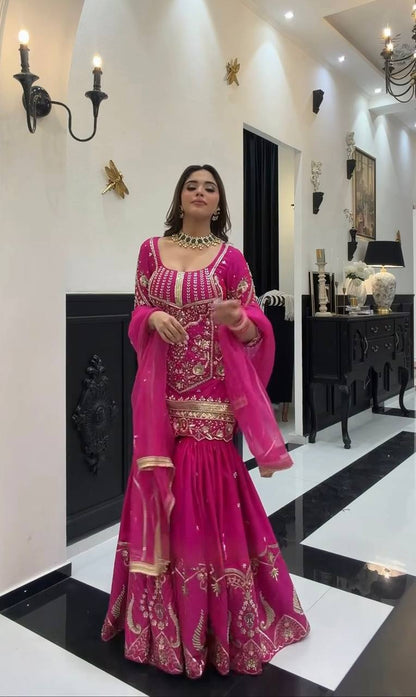 Zarmina Sitara Pink Sharara Set