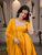 Aliza Jacquard Yellow Anarkali Suit