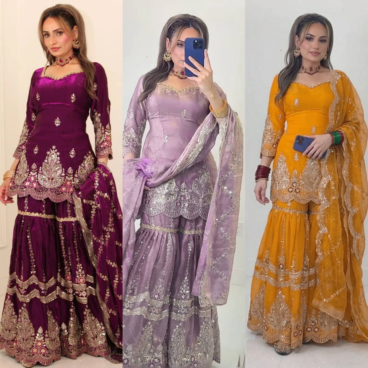 Women’s Embroidered Sharara Suit Set