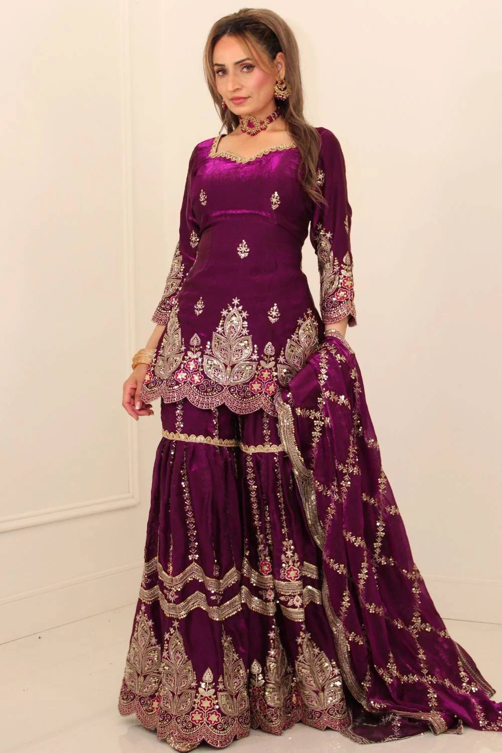 Women’s Embroidered Sharara Suit Set