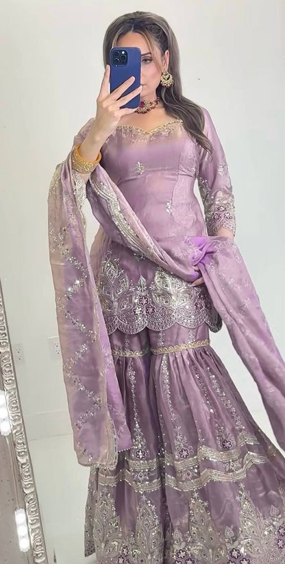 Women’s Embroidered Sharara Suit Set