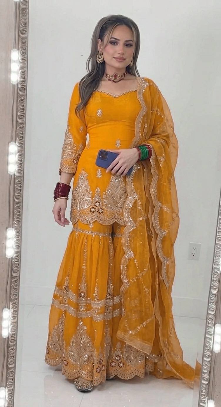 Women’s Embroidered Sharara Suit Set