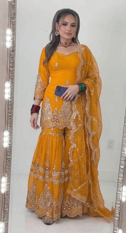 Women’s Embroidered Sharara Suit Set