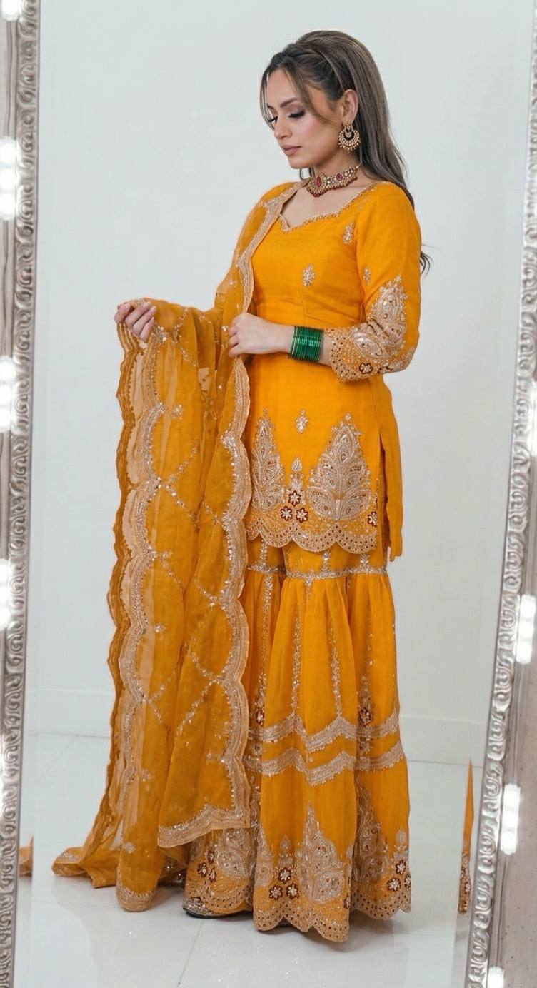 Women’s Embroidered Sharara Suit Set