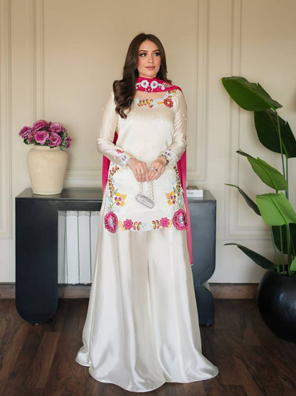 Vitza Pink Flower's Bids Moti Sharara
