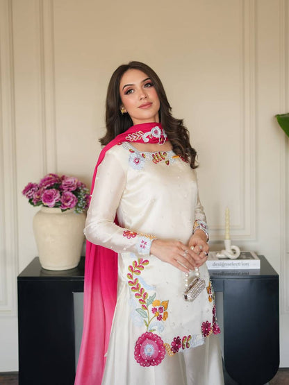 Vitza Pink Flower's Bids Moti Sharara
