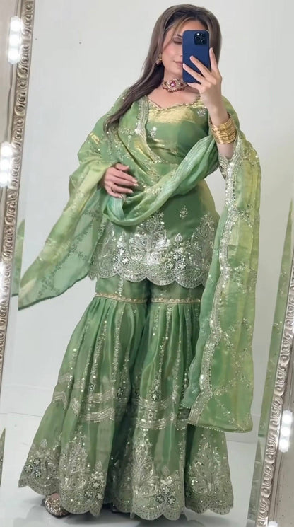 Women’s Embroidered Sharara Suit Set