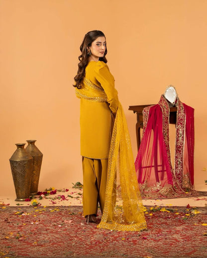 White Embroidered  Natural Silk Straight Kurta with Farshi salwar