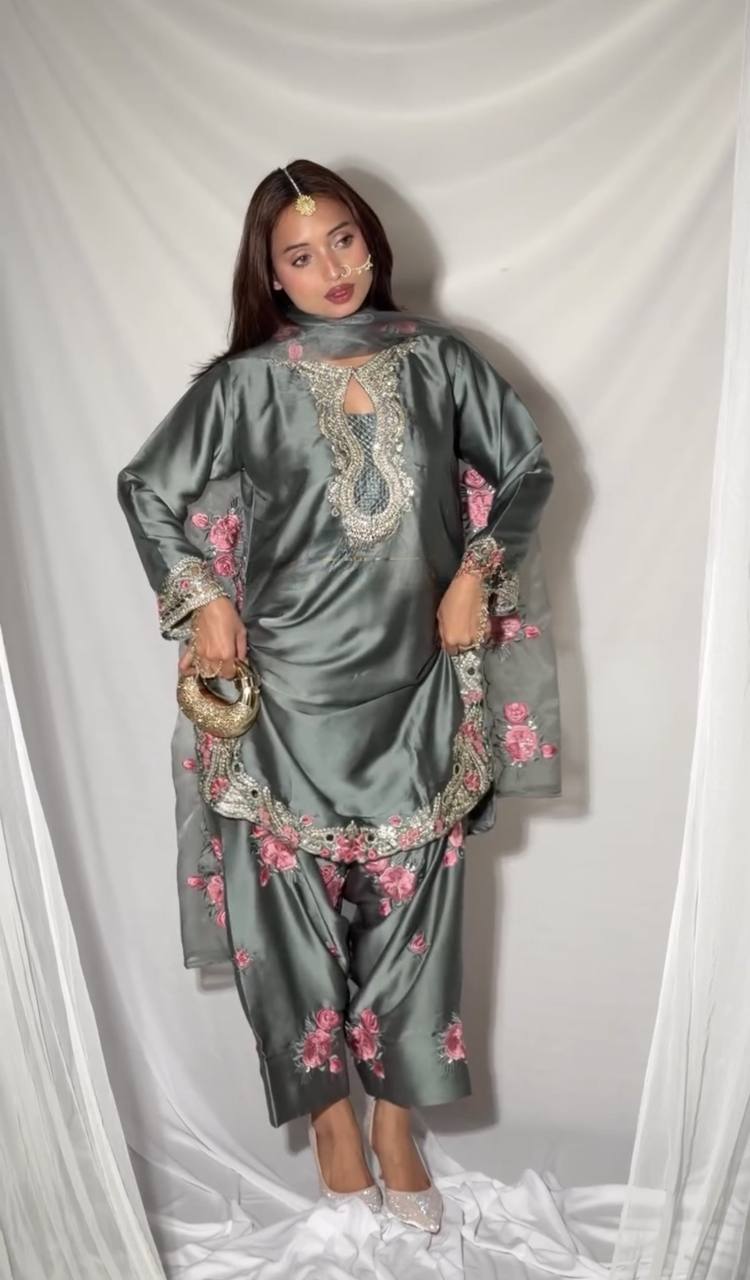Alina Designer Heavy Silk Farshi Suit Set