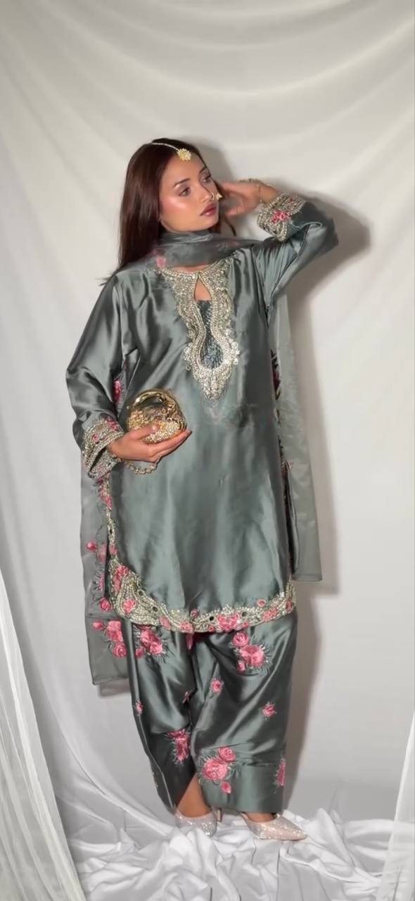 Alina Designer Heavy Silk Farshi Suit Set