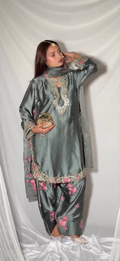 Alina Designer Heavy Silk Farshi Suit Set