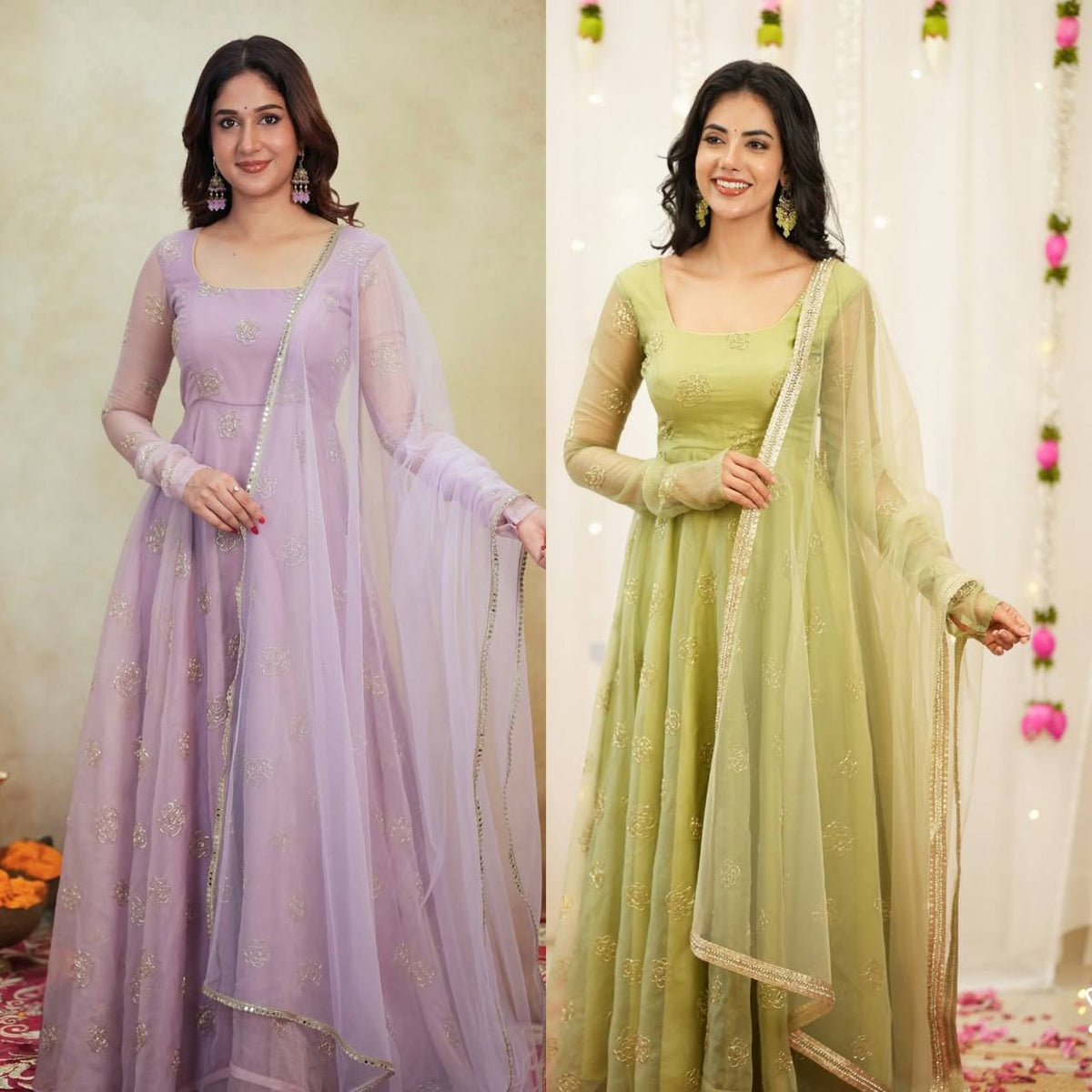 Pastel Green Embroidered Anarkali Suit