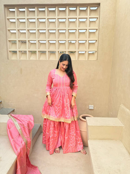 These outfits appear to be Anarkali Kurta Sets with Dupatta