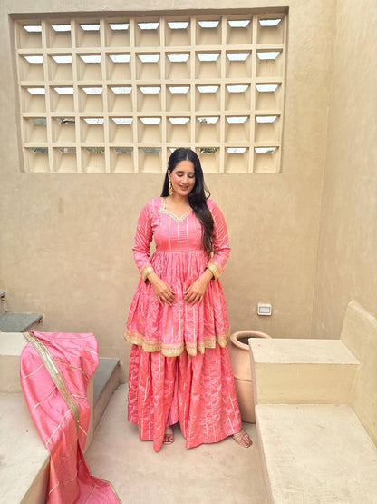 These outfits appear to be Anarkali Kurta Sets with Dupatta