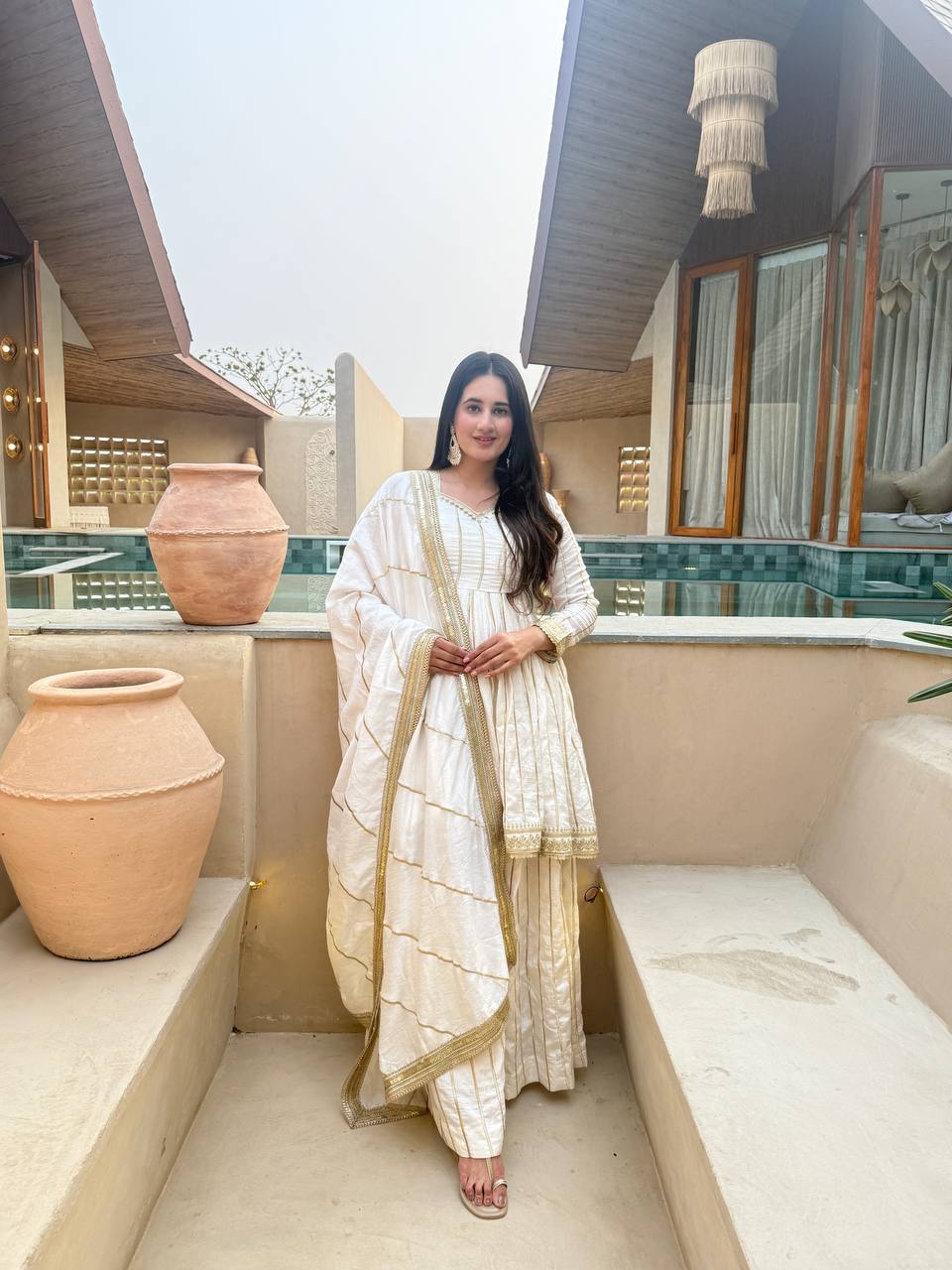 These outfits appear to be Anarkali Kurta Sets with Dupatta