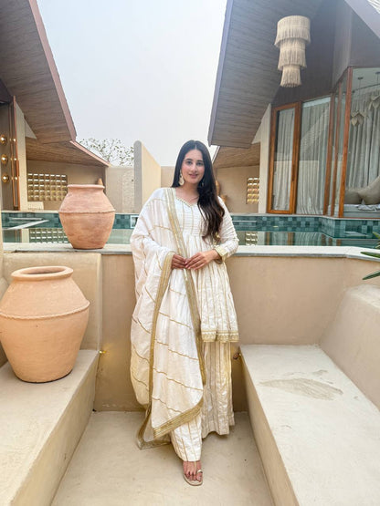 These outfits appear to be Anarkali Kurta Sets with Dupatta