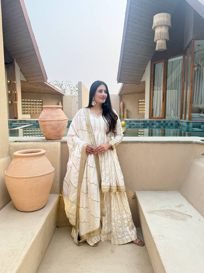 These outfits appear to be Anarkali Kurta Sets with Dupatta