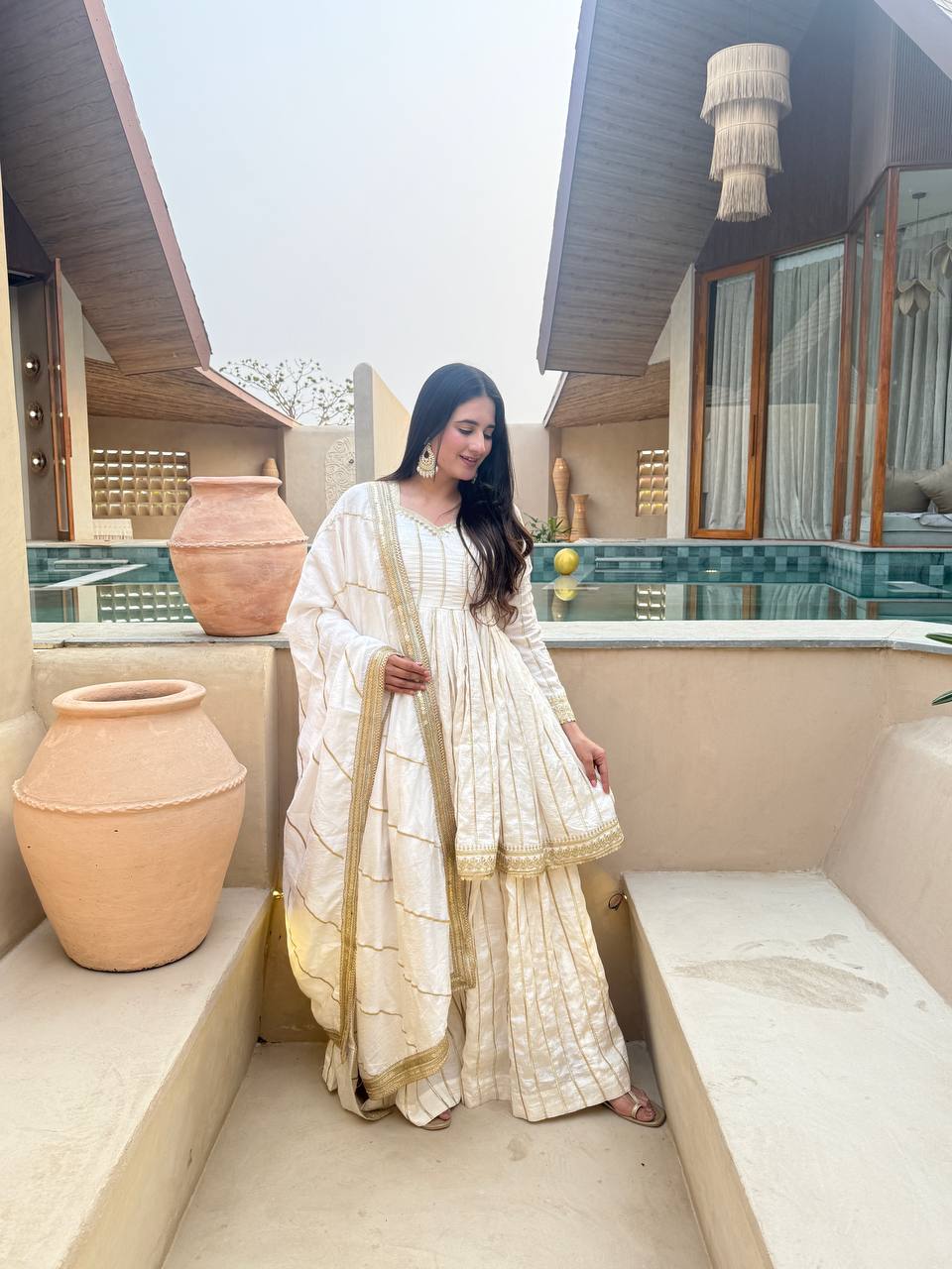 These outfits appear to be Anarkali Kurta Sets with Dupatta