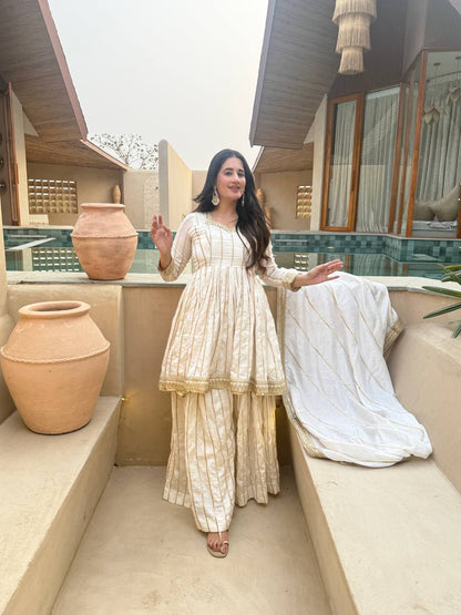 These outfits appear to be Anarkali Kurta Sets with Dupatta