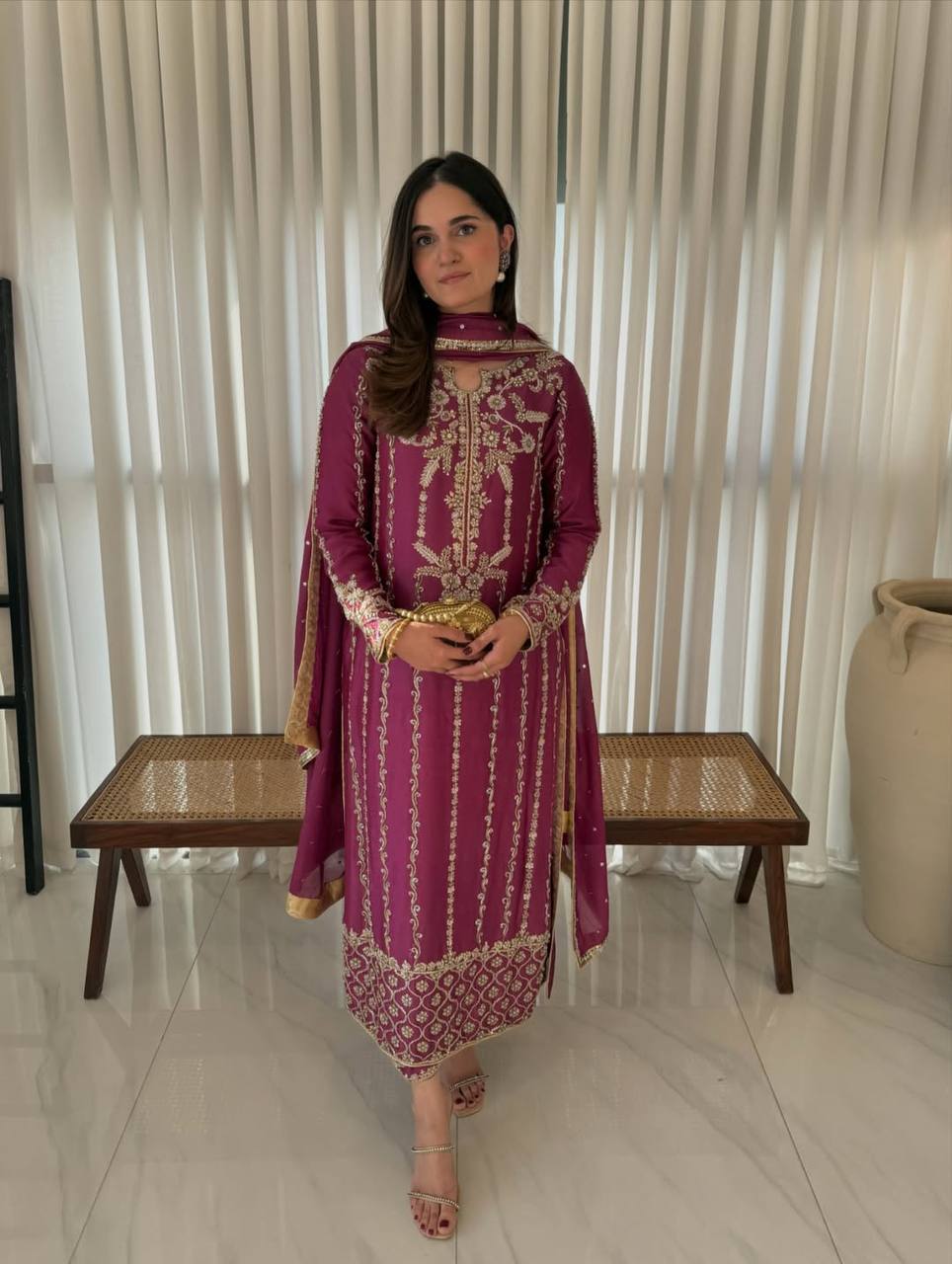 Grisha Natural Crep Embroidery Suit Set