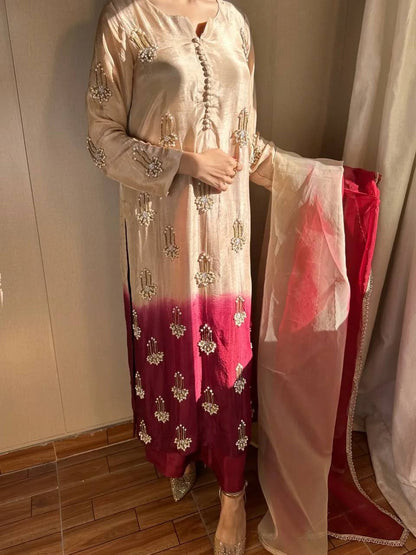 Diya's Real Bids And Moti Hand Work Suit