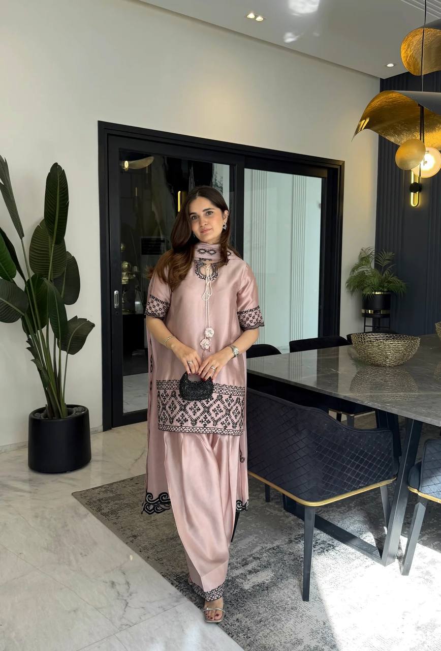 Vitza Natural Crep Silk Farshi Salwar