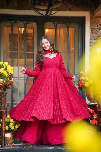 High-End Wine Red Anarkali Suit With Timeless Royal Charm