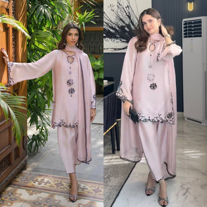 Blush Pink Embroidered Lawn Suit with Elegant Dupatta for Festive Summer Fashion