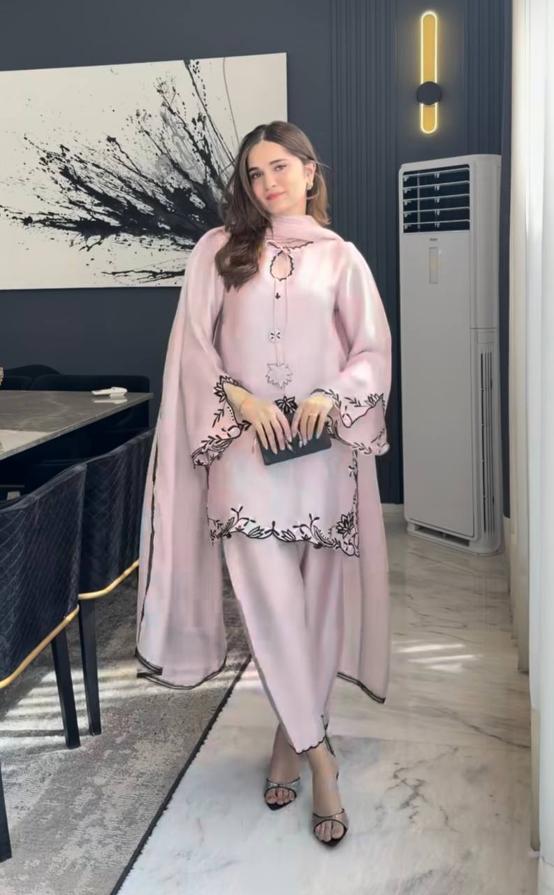 Blush Pink Embroidered Lawn Suit with Elegant Dupatta for Festive Summer Fashion
