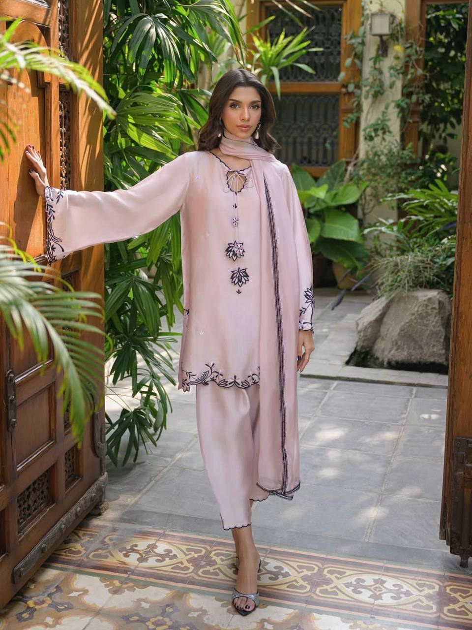 Blush Pink Embroidered Lawn Suit with Elegant Dupatta for Festive Summer Fashion