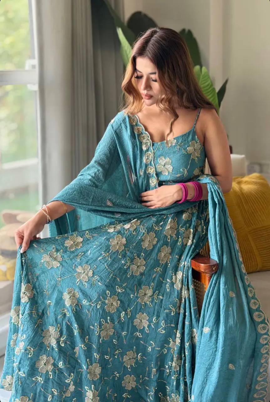 Astuti  Ocean Mist Ethnic Wear Anarkali