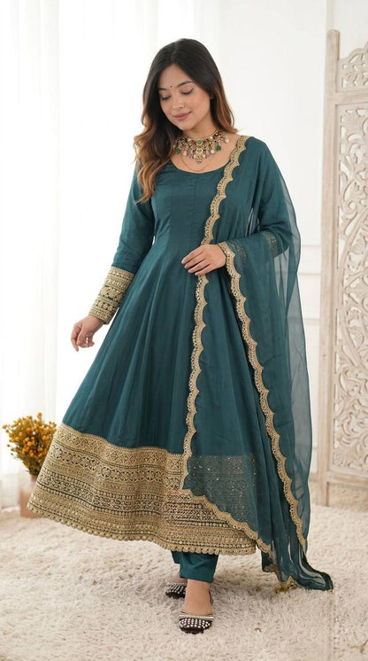 Royal Teal Anarkali Look For Modern Ethnic Fashion