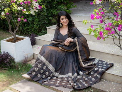 Vaanzya Silk Anarkali Suit Set with Dupatta