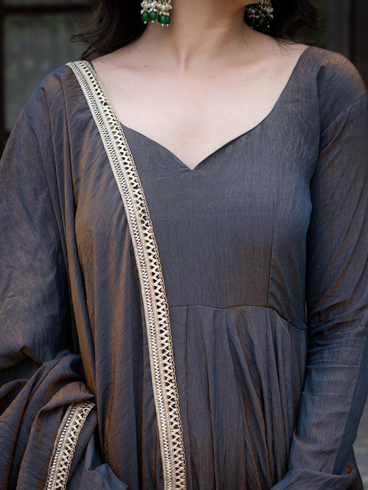 Vaanzya Silk Anarkali Suit Set with Dupatta